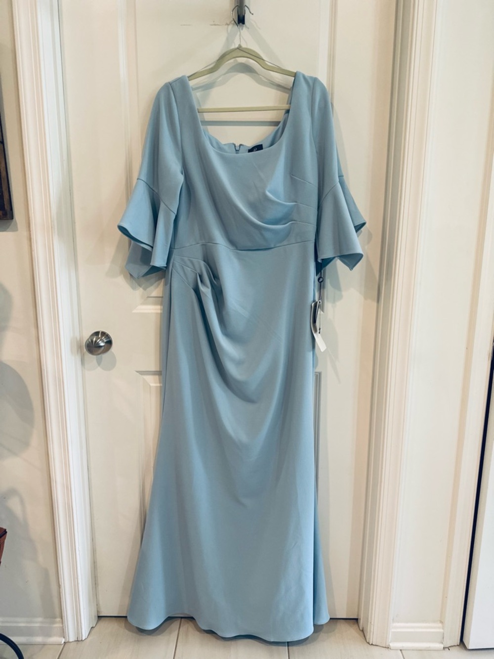 Adrianna Papell Soft Baby Blue Mermaid Gown - Size 16 - NWT